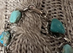 Vintage 60’s TURQUOISE Stones Nuggets Silver Tone Southwestern Western Bracelet