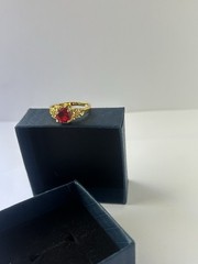 Vintage Red Cubic Zirconia Ring Gold Plated Womens Size 9.5