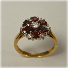 0.80 Ct Round Cut Ruby & Moissanite Engagement Ring 14K Solid Yellow Gold Finish