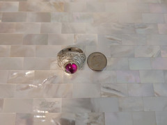 Vintage Asian Sterling Silver Genuine Gemstone Dragon Ring-Size 7.75