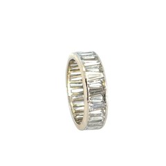 Vintage 14k White Gold Trapezoid Baguette Diamond Eternity Ring Band