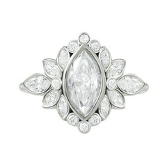 Floral Cluster Contemporary Style Bezel Set Marquise Moissanite Engagement Ring