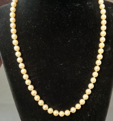 Vintage Freshwater Pearl NECKLACE 14K Yellow GOLD Clasp 18 in 5.93- 6.2 mm
