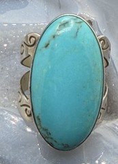 925 Sterling Silver Large Turquoise Ring Handmade Ring Size 9.5 US