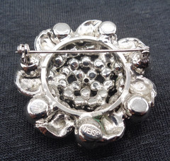 Vintage WEISS Smoky Gray & Clear RHINESTONE BROOCH