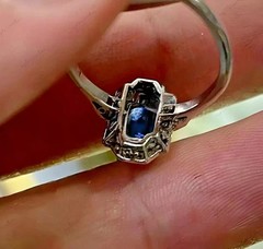 Antique 2Ct Blue and White Stones Art Deco Engagement Ring in Sterling Silver