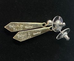 Calvin Begay Turquoise Inlay Dangle Earrings Native American Sterling Silver #8