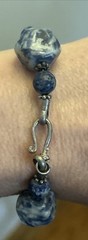 Vintage JTV sodalite Gemstone pewter beaded bracelet size average 7