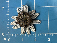 Vintage Miriam Haskell Daisy Brooch Retro Flower Power Wired Glass Seed Bead Pin