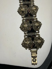 Vintage Selro Selini Gold Tone Metal Enamel Panel Bracelet Size 7.5
