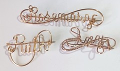 Lot of 3 Vintage Gold-tone Wire Wrap Script Name Pins: Rosemary, Ruth, Ivy