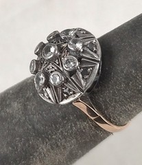 RARE Antique ESTATE 18K Band Sterling Top Spinel Stone Victorian Era Ring Sz 5.5