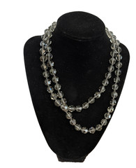 SAL Smoky Hand Strung Faceted Sparkly Beaded Swarovski Crystal 35″ Necklace