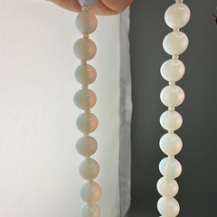 Vintage Opalite Necklace Earrings Set Silver Tone Scalloped Filigree Box Clasp