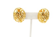 Vintage Clip On Earrings Gold Tone Open Work