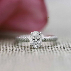 3.00Ct Oval Cut Moissanite Solitaire Assents Wedding 14K White Gold Finish Ring