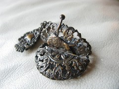 Antique Chatelaine Belt Clip Art Nouveau Buffalo Filigree Purse Vinaigrette