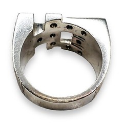 Double INITIAL E H Block LETTER Cubic Zirconia CZ 925 Sterling Silver SZ 8.5