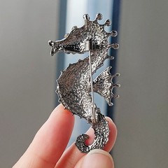 Vintage Blue Rhinestone Seahorse Brooch Pin Sea Animal Brooch Pin Accessories