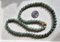 Certified Burma Grade A Jadeite Green Bead Necklace 9mm
