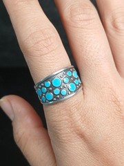 Vintage Soviet 875 Silver Turquoise Ring Russian Size 8.5