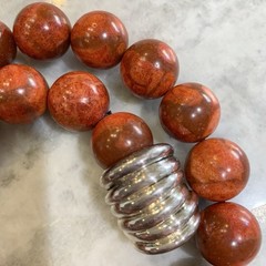 E & L Coral Necklace 17mm Sterling Silver 925 Red Sponge Electroform mag. 18”
