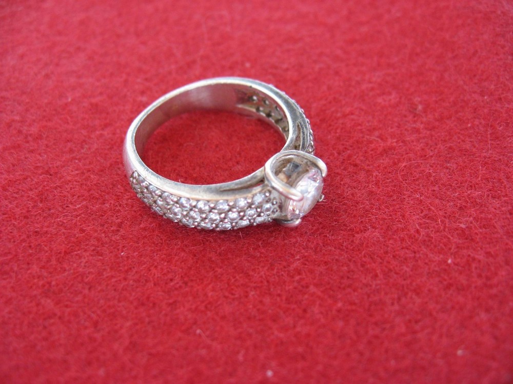 Sterling Silver 925 CZ Engagement Ring Size 6.5 (17mm) Clear Round ,Ukraine