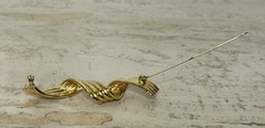 Vintage Gold Tone Brooch Pin 1980’s Abstract 3.25″