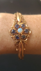 Stunning Vintage 14 KT Solid Yellow Gold Bracelet with White Opal and Sapphires