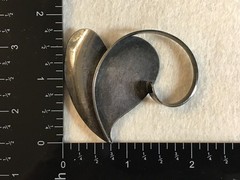 Lg Vtg 1940s-1950s PAUL LOBEL Modernist Oxidized Sterling Silver Leaf Pin Brooch