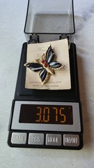 Gold Tone Metal & Enamel Butterfly Brooch Vintage Costume Jewelry READ