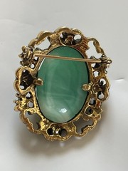 Judy Lee 1960’s “Spanish Moss” Brooch Victorian Revival Art Glass Faux Pearl 1.5
