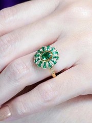 3Ct Art Deco Style Lab Created Diamond Emerald Engagement 14K Gold Finish Ring