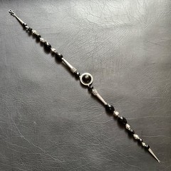 Vintage 48cm long Onyx & Hallmarked 925 Sterling Silver statement necklace 73g