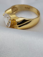 Vintage 18k Gold Over Sterling HAN 2ct Pear Chervon 5.6Gr Sz 6.75 Ring Band