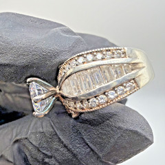 Vintage Silver Toned CZ Rhinestones Engagement Ring Size 5