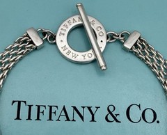 VINTAGE TIFFANY & CO. NY STERLING SILVER SOMERSET MESH ROUND TOGGLE BRACELET 8″