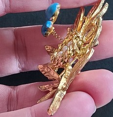 VTG Trifari Blue Bird Trembler Brooch Pin Goldtone Faux Pearl Eggs Nest Branch