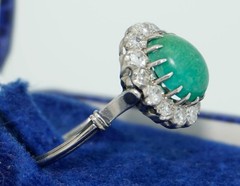 Antique Platinum Turquoise Diamond Halo Ring