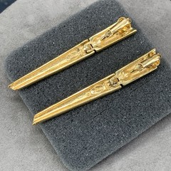 Vintage Trifari Clip On Hinged Dangle Earrings Gold Tone Enamel Art Deco