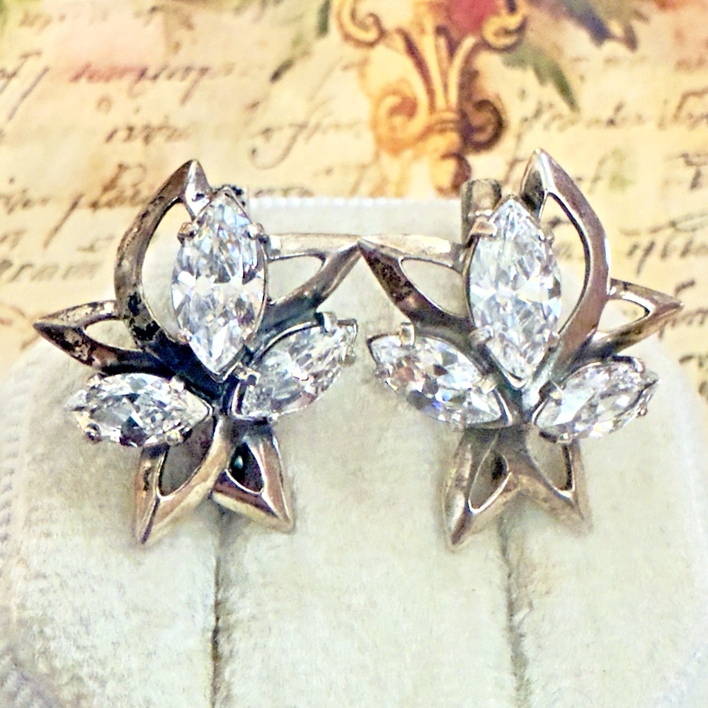 Superb 925 Sterling Silver & Gemstone Earrings – Vintage East European -#1881