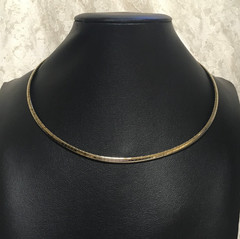 Vintage Omega Chain Necklace Gold Tone Collar Fold over Clasp Minimalist Elegant