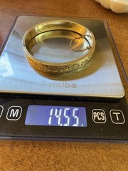 VINTAGE 12KT Gold Filled Floral Etched Bangle! FINBERG MFG CO Signed 9mm Hinged