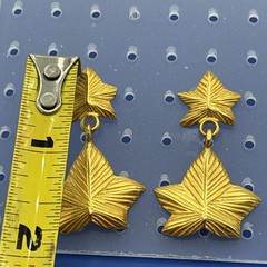 Vintage Anne Klein Gold Tone Ivy Leaf Dangle Earrings Signed AK 1.5”