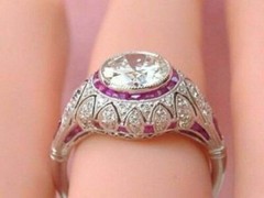 3Ct Art Deco Style Round Cut Lab Created Diamond Wedding 14K White Gold FN Ring