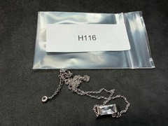 2.49g Vintage Sterling Silver 925 Rectangle Pendant Necklace Adjustable 18 in M
