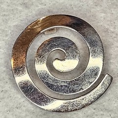 Vintage Modernist 925 Sterling Silver Spiral Swirl Pendant 40mm 14.6g