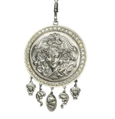 Original RARE GOLDETTE ART NOUVEAU GODDESS Lariat Pendant Silver Tone Necklace