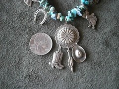 Silvertone Southwestern Theme Turquoise Chips Sweater Dress Clip Collar Pin 30g