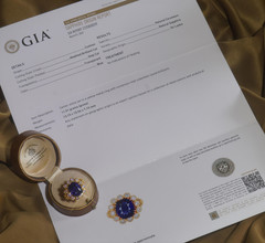 GIA Sapphire Diamond Certified 18K No Heat Ceylon Blue Fine Huge Ring 12.04 Cts!